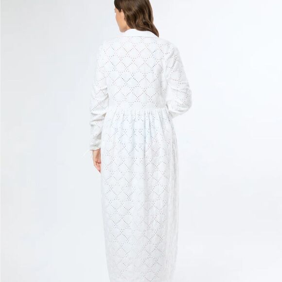 NWT Onia air linen maxi shirt dress eyelet shell pattern button front size small - Picture 6 of 9